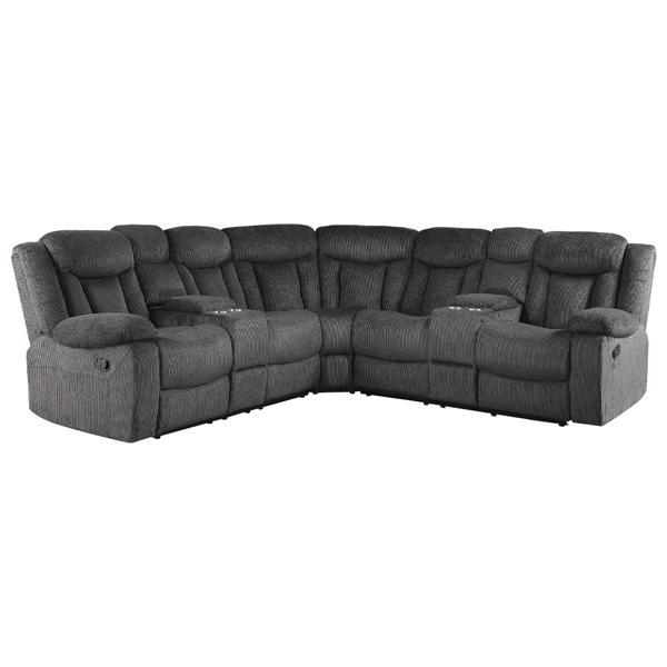 Rylan Motion Sectional Sofa - Dark Brown Fabric 
