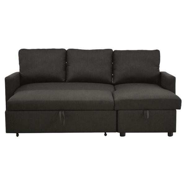 Hiltons Sectional Sofa with Sleeper and Storage - Charcoal Linen - Wood Frame 