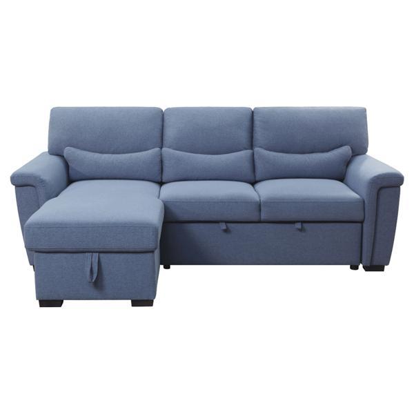 Haruko Reversible Sectional Sofa W - Sleeper and Storage - Blue Fabric 