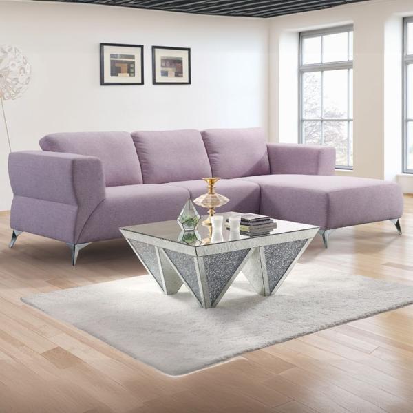 Josiah Sectional Sofa - Pale Berries Fabric - Metal Leg 