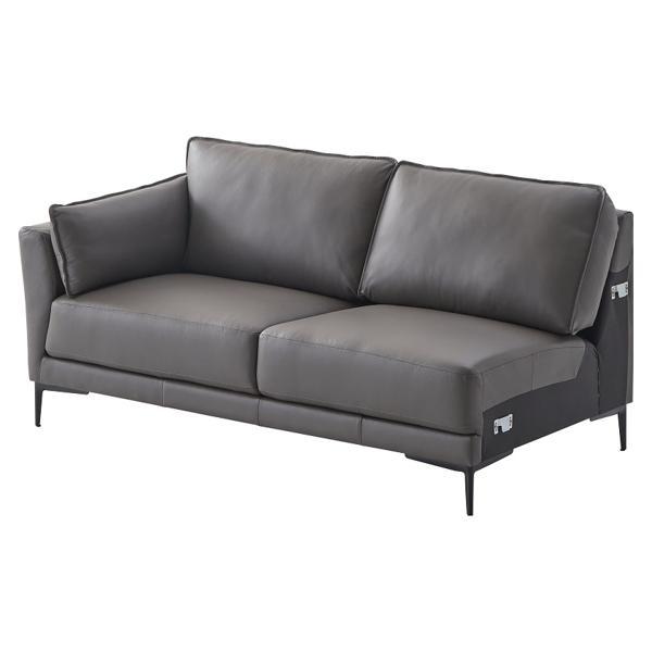 Meka 69 in. Sectional Sofa - Anthracite Leather - Wooden Inner Frame 