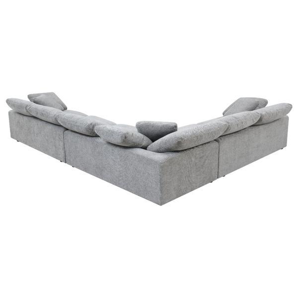 Naveen Sectional Sofa with 6 Pillows - Gray Linen 