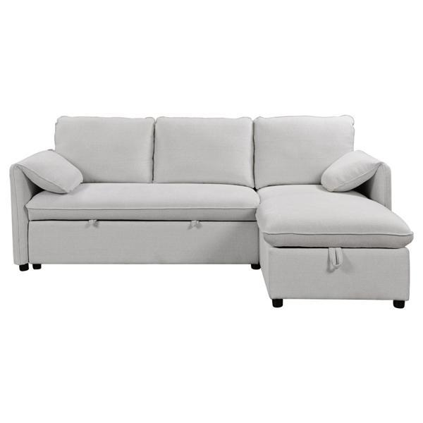 Yaroslav 60 in. Sectional Sofa with Sleeper and Storage - Cream Velvet 