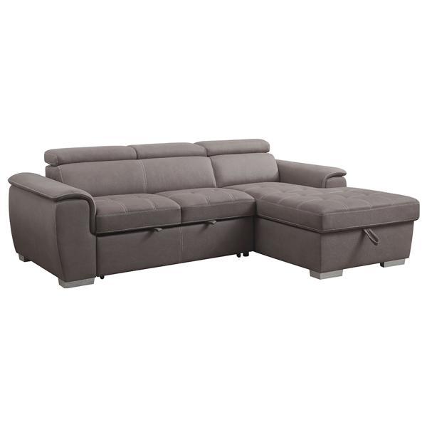 Haruko Sectional Sofa with Storage - Light Brown Fabric 