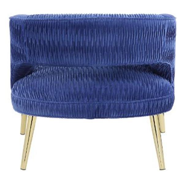 Aistil Accent Chair - Blue Velvet - Gold Finish Legs 
