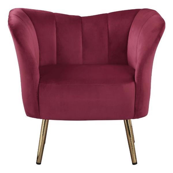 Reese Accent Chair - Burgundy Velvet - Gold Finish Legs 