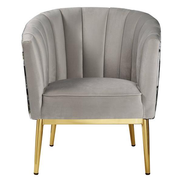 Colla Accent Chair - Gray Velvet and Gold Finish Metal Legs 