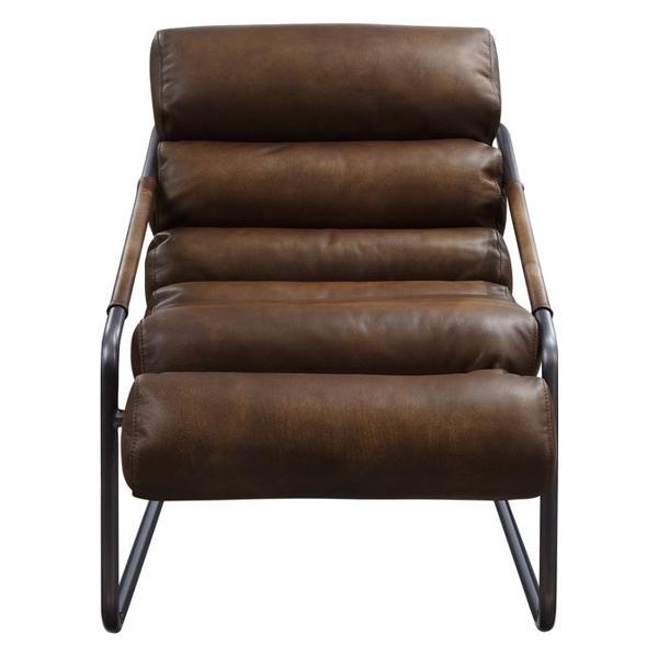 Dolgren Accent Chair - Sahara Top Grain Leather - Matt Iron Finish 
