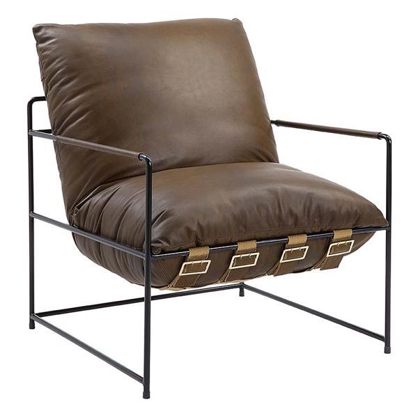 Oralia Accent Chair with Metal Frame - Saturn Top Grain Leather 