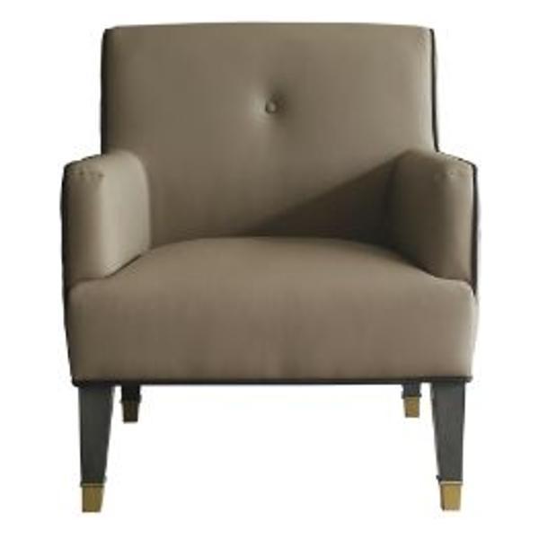 House Beatrice Accent Chair with Pillow - Tan Synthetic Leather - Charcoal Finish 