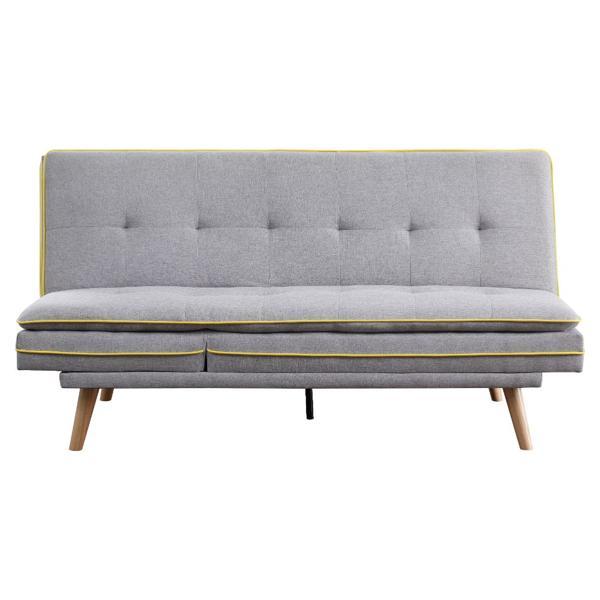 Savilla Adjustable Sofa - Gray Linen and Oak Finish Legs 