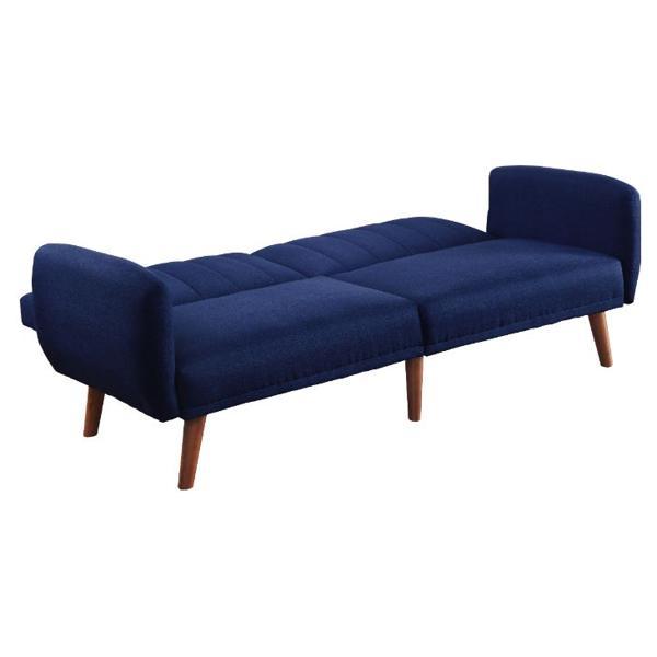 Bernstein Adjustable Sofa - Blue Linen and Walnut Finish Legs 