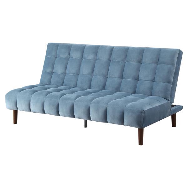 Yolandi Adjustable Sofa - Teal Velvet - Dark Walnut Finish Frame 