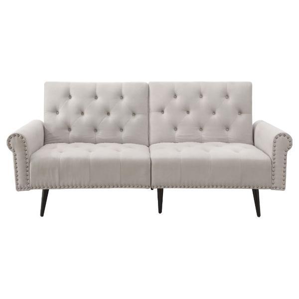 Eiroa Adjustable Sofa - Beige Fabric - Wooden Frame - Metal Leg 