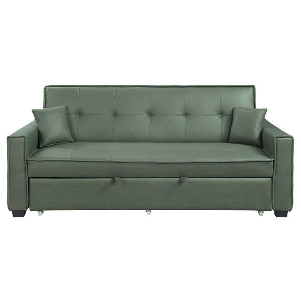 Octavio Adjustable Sofa with 2 Pillows - Green Fabric 
