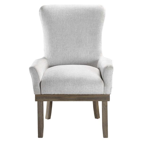 Landon Arm Chair with Gray Linen Cushion and Salvage Gray Finish Frame 