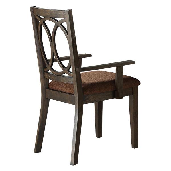 Jameson Arm Chair - Brown Fabric and Espresso Finish - Set of 2 