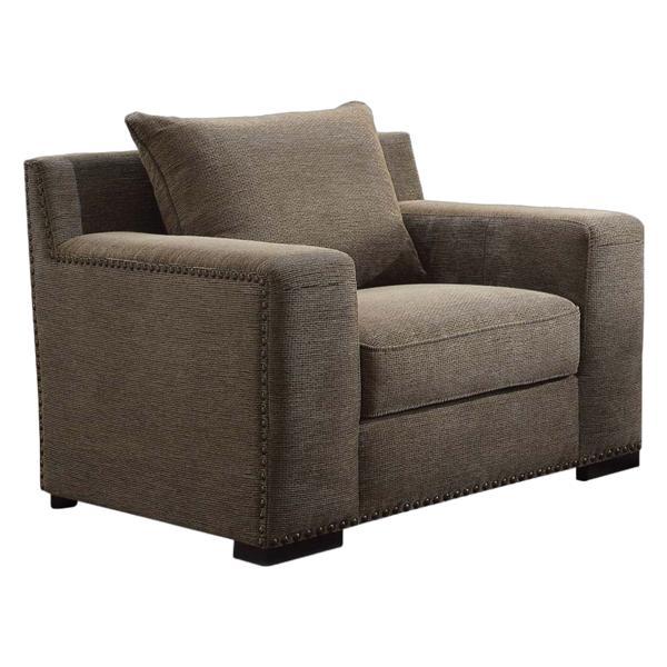 Ushury Chair - Gray Chenille - L-Shaped Wooden Block Leg 