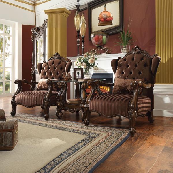 Versailles Chair with Pillow - Brown Velvet - Cherry Oak Finish 