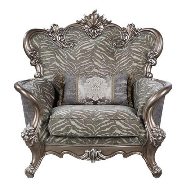 Elozzol Chair W - Pillow - Fabric - Antique Bronze Finish Frame 