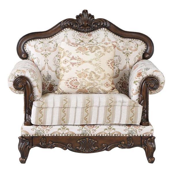 Nayla Chair W - Pillow - Pattern Fabric - Cherry Finish Legs 