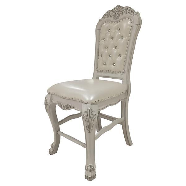 Dresden Counter Height Chair with Synthetic Leather and Bone White Finish Frame - Set of 2 