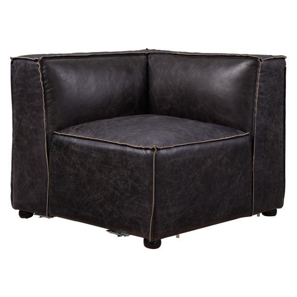 Birdie Modular Wedge with Antique Slate Top Grain Leather Upholstery - Wooden Leg 