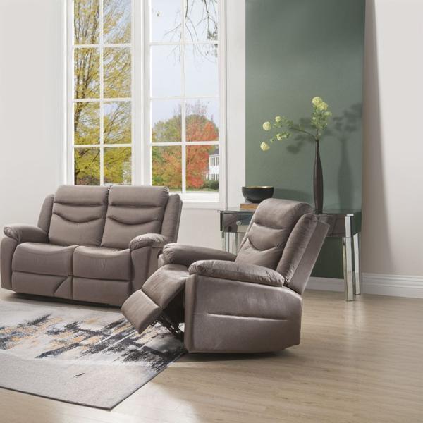 Fiacre Motion Glider Recliner - Silky Brown Velvet - Nail Head Trim 
