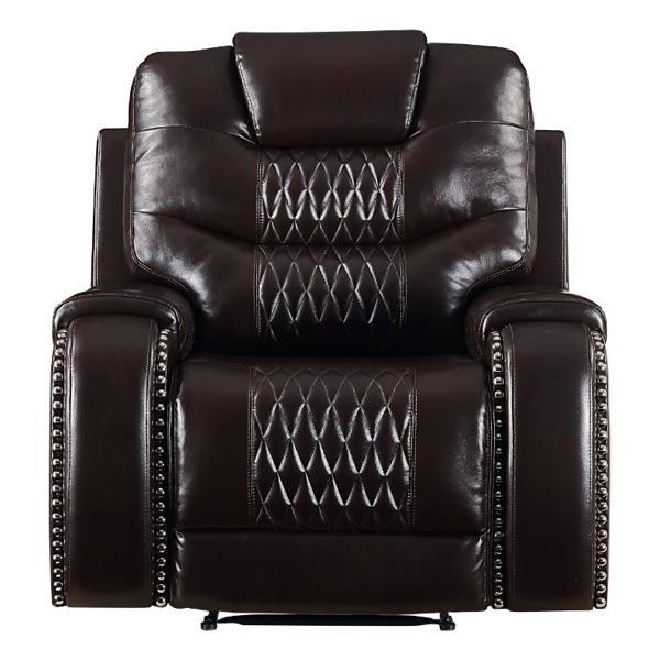 Braylon Motion Recliner - Brown Synthetic Leather 