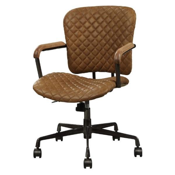 Josi Office Chair - Coffee Top Grain Leather - 5 - Star Metal Base 