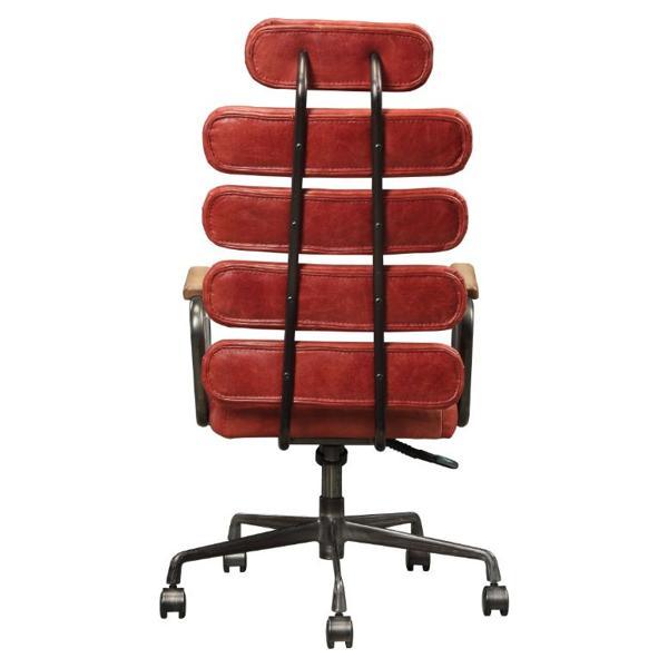 Calan Office Chair - Antique Red Top Grain Leather - 5 - Star Metal Base 