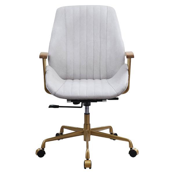 Hamilton Office Chair - Vintage White Top Grain Leather - 5 - Star Base with Casters 