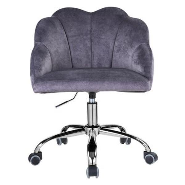 Rowse Office Chair - Dark Gray Velvet - Chrome Finish 