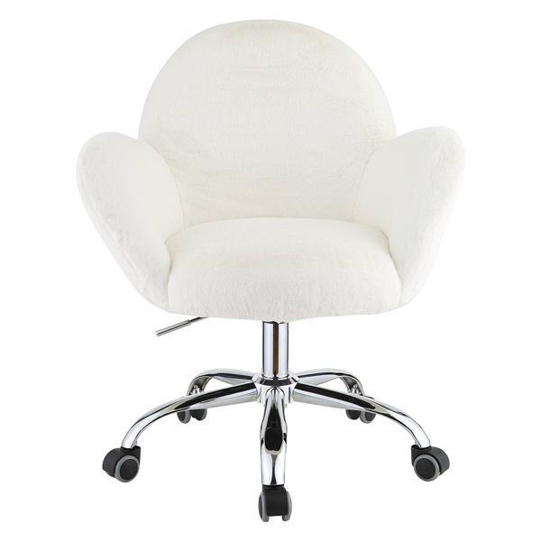 Jago Office Chair with Padded Seat and Back - White Lapin Fabric - Chrome Finish Frame 