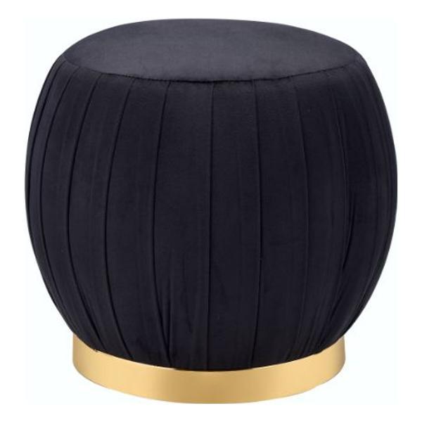 Zinnia Ottoman - Black Velvet and Gold Finish 