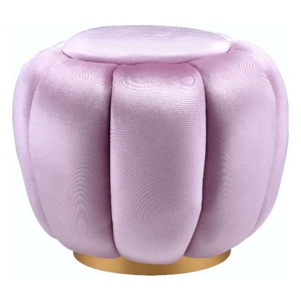 Heiress Ottoman - Bubblegum Pink Velvet - Gold Finish Metal Base 
