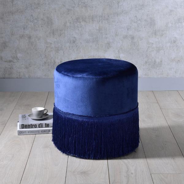 Clivia Ottoman - Midnight Blue Velvet 
