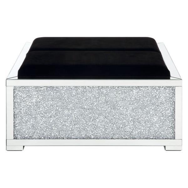 Noralie - Ottoman with Storage - Mirrored and Faux Diamonds - Tray Convertible Seat 
