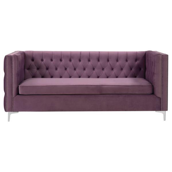 Rhett Sectional Sofa with Left Facing Chaise - Lavender Velvet - Metal Bracket Legs 