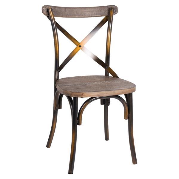 Zaire Side Chair - Antique Copper and Antique Oak Finish 