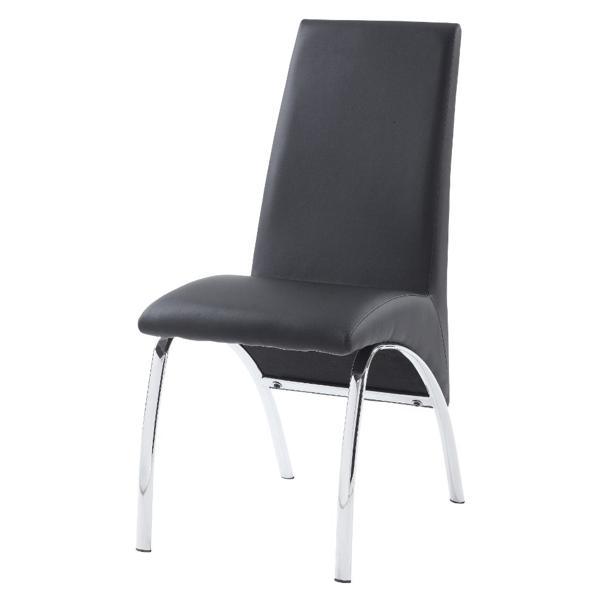 Noland Side Chair - Gray Synthetic Leather and Chrome Finish Legs - Set of 2 