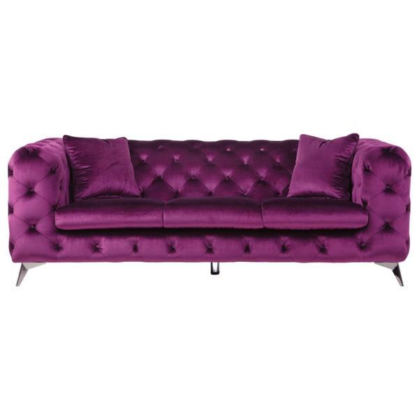 Atronia Sofa - Purple Velvet - Metal Leg 