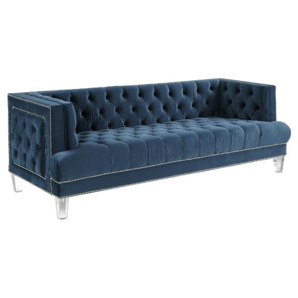 Ansario Sofa - Blue Velvet - Acrylic Leg 