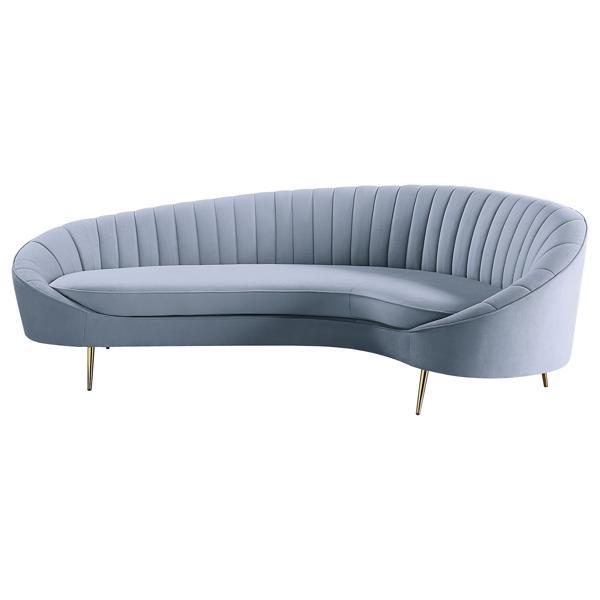 Ballard Sofa - Light Gray Velvet - Metal Legs 