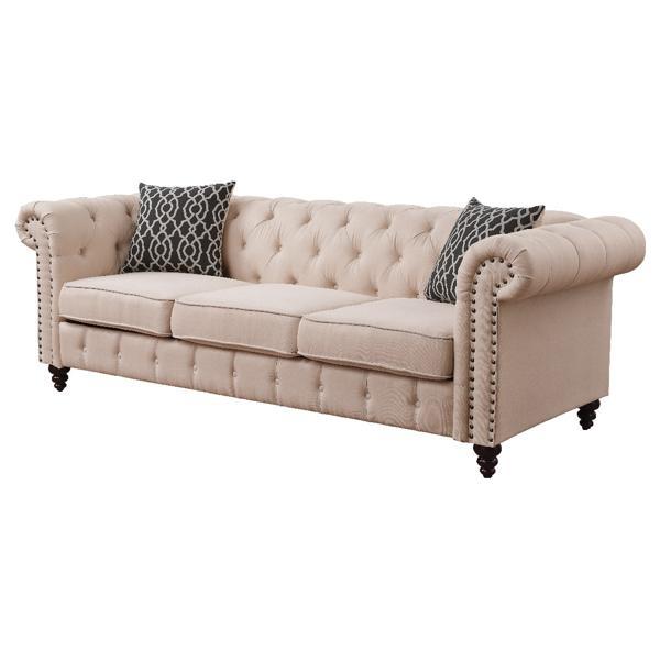 Aurelia Sofa W - 2 Pillows - Beige Linen 