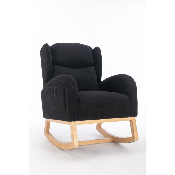 Zilaria 40" Rocking Chair - Teddy Fabric - Black 