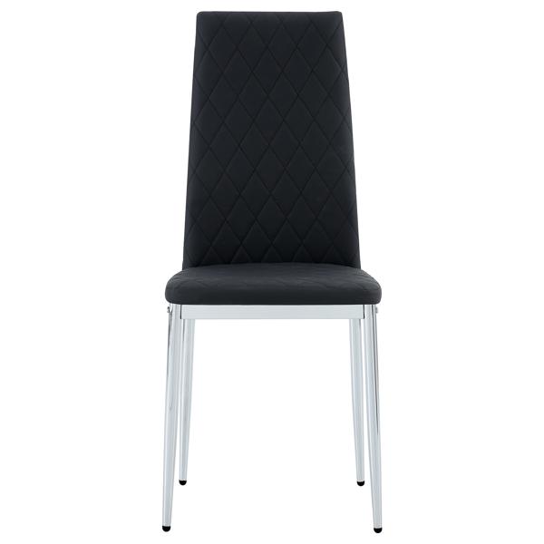 Identra Sunny Modern Dining Chairs - Black and Silver Metal Legs - Set of 4 
