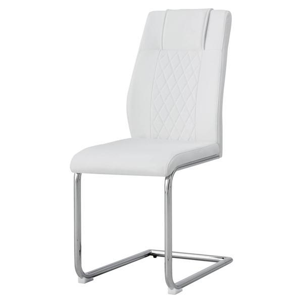 Aviator 38" Dining Chair - White Polyurethane Padded Seat - Metal Legs - Set of 6 