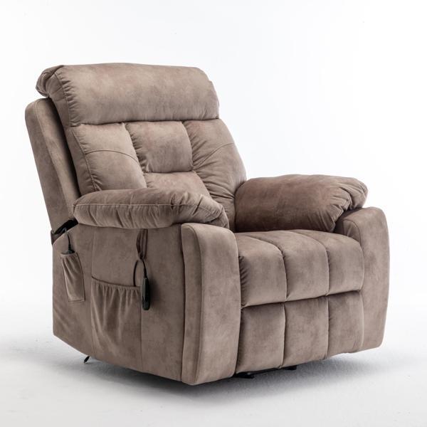 Majestia Lounge Lift Chair - Oversized - Hidden Cup Holder - Antique Brown Velvet 