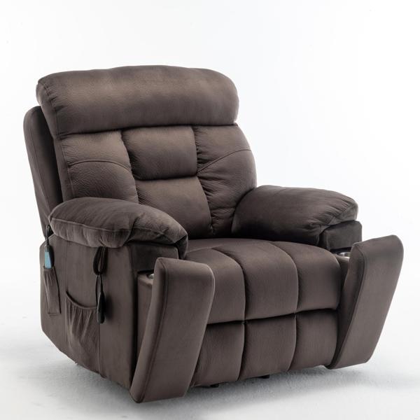 Majestia AandB Home Furnishing Power Lift Recliner - Massage and Heat - Antique Brown Velvet 